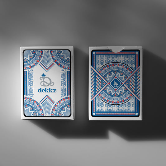 Dodgers playing cards in premium box packaging with Dekkz branding